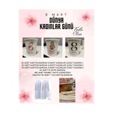 SBStrend YENİ ÜRÜN **8 Mart Kadınlar Günü Tasarım Sepet 100’er Karton Bardak,Bambu karıştırıcı,Plastik Bardak SBS8Msepet100