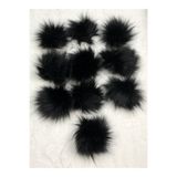 sç Saraçoğlu Çanta Peluş Ponpon Atkı Bere Çanta El Işi Dekarasyon Aksesuar 7cm Çapında 10lu Paket Ipli Siyah
