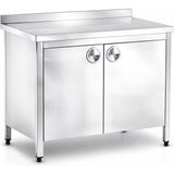 SC Sonses Concept Krom Çalışma Tezgahı, Dolaplı, Çarpma Kapılı, Krom, Paslanmaz - 240 x 60 x 85 cm