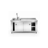 sc sonsesconcept Sc Sonses Concept Krom Tezgah , Çalışma Tezgahı, Evyeli , Sürgü Kapaklı , Paslanmaz, 100X60X85