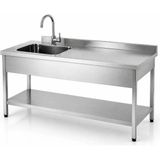 sc sonsesconcept SC Sonses Concept Tek Evyeli Krom Çalışma Tezgahı, Paslanmaz , - 240 x 60 x 85 cm