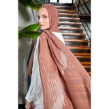 Scarf Gümüş Simli Şifon Şal - Kahve Rengi -