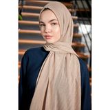 Scarf Gümüş Simli Şifon Şal - Sütlü Kahve Rengi -