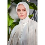 Scarf Gümüş Simli Şifon Şal - Taş Rengi -