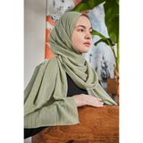 Scarf Şeffaf Simli Krinkıl Şifon Şal - Çağla Yeşili -