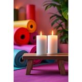Scented Candle El Işçiliği Hand Made Kütük Silindir Mum Beyaz Renk 5 cm Genişlik 15 cm Uzunluk Sandal Ağacı Kokulu - 15 cm Sandal Ağacı