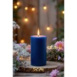 Scented Candle El Işçiliği Hand Made Kütük Silindir Mum Lacivert Renk 5 cm Genişlik 12,5 cm Uzunluk Gül Kokulu - 12,5 cm Gül