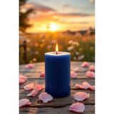 Scented Candle El Işçiliği Hand Made Kütük Silindir Mum Lacivert Renk 5 cm Genişlik 12,5 cm Uzunluk Vanilya Kokulu - 12,5 cm Vanilya