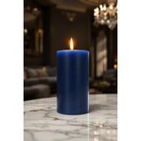 Scented Candle El Işçiliği Hand Made Kütük Silindir Mum Lacivert Renk 5 cm Genişlik 20 cm Uzunluk Gül Kokulu - 20 cm Gül
