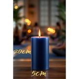 Scented Candle El Işçiliği Hand Made Kütük Silindir Mum Lacivert Renk 5 cm Genişlik 20 cm Uzunluk Kahve Aroması Kokulu - 20 cm Kahve