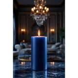 Scented Candle El Işçiliği Hand Made Kütük Silindir Mum Lacivert Renk 5 cm Genişlik 20 cm Uzunluk Sandal Ağacı Kokulu - 20 cm Sandal Ağacı