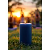 Scented Candle El Işçiliği Hand Made Kütük Silindir Mum Lacivert Renk 5 cm Genişlik 25 cm Uzunluk Kahve Aroması Kokulu - 25 cm Kahve