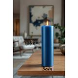 Scented Candle El Işçiliği Hand Made Kütük Silindir Mum Lacivert Renk 5 cm Genişlik 30 cm Uzunluk Gül Kokulu - 30 cm Gül