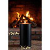 Scented Candle El Işçiliği Hand Made Kütük Silindir Mum Siyah Renk 5 cm Genişlik 15 cm Uzunluk Vanilya Kokulu - 15 cm Vanilya