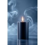 Scented Candle El Işçiliği Hand Made Kütük Silindir Mum Siyah Renk 5 cm Genişlik 20 cm Uzunluk Gül Kokulu - 20 cm Gül