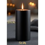 Scented Candle El Işçiliği Hand Made Kütük Silindir Mum Siyah Renk 5 cm Genişlik 30 cm Uzunluk Vanilya Kokulu - 30 cm Vanilya