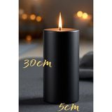 Scented Candle Scented Candleel Işçiliği Hand Made Kütük Silindir Mum Siyah Renk 5 cm Genişlik 30 cm Uzunluk Lavanta Kokulu - 30 cm lavanta