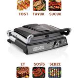 Schafer 2000 Watt 6 Dilim Kapasiteli Çıkarılabilir Plakalı Elektrikli Tost ve Izgara Makinesi , Isı Ayarlı Akıllı - Siyah