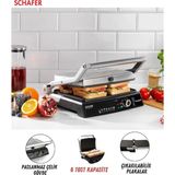 Schafer 2000 Watt Gücünde 6 Dilim Kapasiteli Çıkarılabilir Plakalı 180 Derece Açılabilir Elektrikli Izgara Özellikli Yanmaz Yapışmaz Döküm Tost Makinesi - Gri