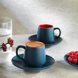 Schafer Aurora 2 Kişilik Kahve Fincan Takımı 4 Parça-Lacivert/Kırmızı