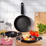 Schafer Black Stone 3 Lü Tava + Sahan Seti-Siyah - tava seti