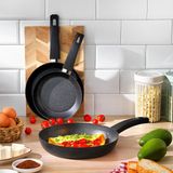 Schafer Black Stone 3 Lü Tava Seti 18CM+22CM+26CM-SIYAH - Siyah