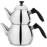 Schafer Çelik Çaydanlık Takımı Orta Boy Siyah Renk Tea Chef