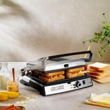 Schafer Çıkarılabilir Döküm Plakalı 2000 Watt Gücünde 6 Dilim Geniş Tost Kapasiteli Elektrikli Izgara Tam Açılabilir Barbekü Fonksiyonlu Termostat Ayarlı - Gri