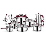Schafer Compact Bordo 18 Parça Çelik Tencere Seti