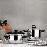Schafer Compact Paslanmaz Çelik Düdüklü Tencere Seti 4+6,5 Lt Enerji Tasarruflu Kullanım - Siyah - 4 - 6,5 L Set