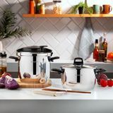 Schafer Cooky Düdüklü Tencere Seti 4+6,5 L Paslanmaz Çelik Siyah/Gri Renkli Güçlü Pişirme - 4 - 6,5 L Set