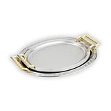 Schafer Ela 2 Li Oval Çay Tepsisi-platin02 Gümüş