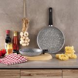 Schafer Eternal Granit Kaplamalı Düz Tava 26 cm ve Sahan 20 cm Gri Renkli 2 Parça Set