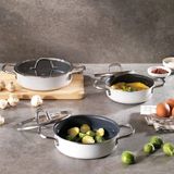 Schafer Everyday Krem Renkli Seramik Fajita Tavası 16 cm Yapışmaz Tabanlı 3 Lü Sahan Seti 6 Parça