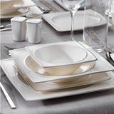 Schafer Glamor Pure 60 Parça 12 Kişilik Yaldızlı Porselen Yemek Takımı Gri Renk