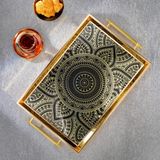 Schafer Gold Renkli Kunst Tepsi 1 Parça Cam Malzeme ile Sofra Mutfak Gereçleri için Kullanışlı