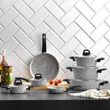 Schafer Granit Dark Storm Y.y. Tencere Seti 12 Parça- Gri 3 - 5 L Yapışmaz Taban 12+ Gri Granit - Yok