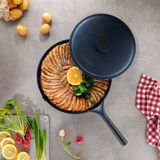 Schafer Gurme Döküm Kapaklı Balık Tavası-32 cm - Siyah