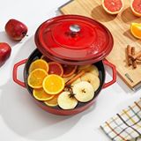 Schafer Guss Chef Döküm Basık Tencere 26cm-2 Parça-kırmızı Siyah