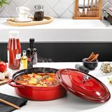 Schafer Guss Chef Döküm Basık Tencere 28cm-2 Parça-kırmızı Siyah