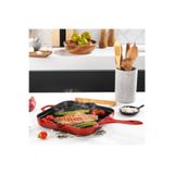 Schafer Guss Chef Döküm Kare Grill Tava 28X28 Cm 1 Parça-Kırmızı
