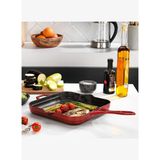 Schafer Guss Chef Döküm Kare Kızartma Tavası 28X28 Cm-Kırmızı