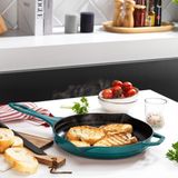 Schafer Guss Chef Döküm Yuvarlak 28 cm Turkuaz Grill Tava