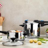 Schafer Gusto 2’li Düdüklü Tencere Seti 5 + 7 L (4 Parça) – Inox - 5 - 7 L Set - Siyah