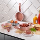 Schafer Piccola Derin Tencere 14CM+TAVA14+KAÇEROLA14CM-4 Parça - Rose - 14 cm