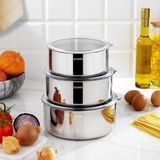 Schafer Practi Xl 3 Lü Çelik Saklama Kabı (16/18/20 Cm) 6 Parça-Inox - 1,5 lt