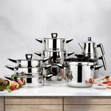 Schafer Premium Çelik Tencere Seti 18 Parça Inox Ergonomik Saplı ve Kolay Temizlenebilir