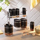 Schafer Silver Touch 9 Parça Siyah Baharat Takımı Cam Malzeme ile Şık Tasarım ve Ergonomik Kullanım - 1 lt