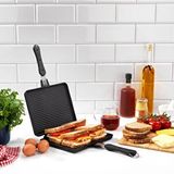 Schafer Tastemake Xl Döküm Ocak Üstü Tost Izgara 20x26 Cm 2 Parça Siyah