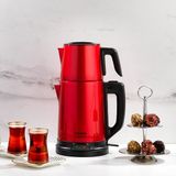Schafer Teelike Elektrikli Çay Makinesi Kırmızı 1,8 lt Paslanmaz Su Isıtıcı 1500-1800 W Gizli Rezistans